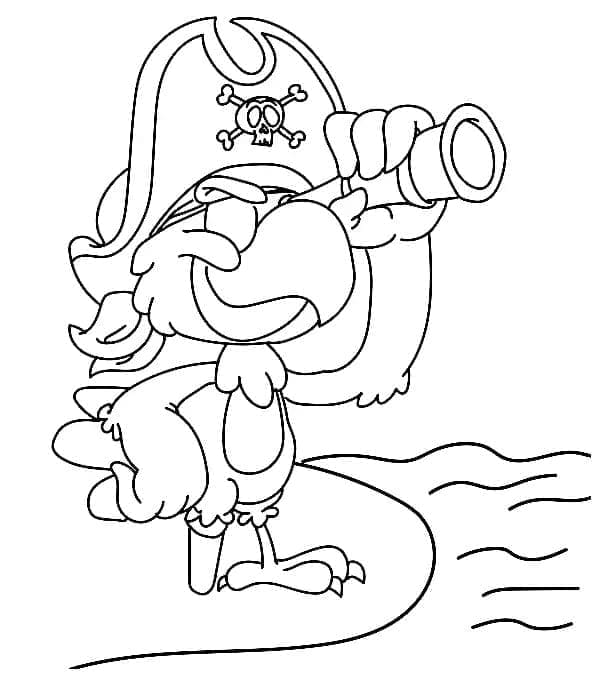 Desenho de Papagaio Pirata para Colorir e Pintar