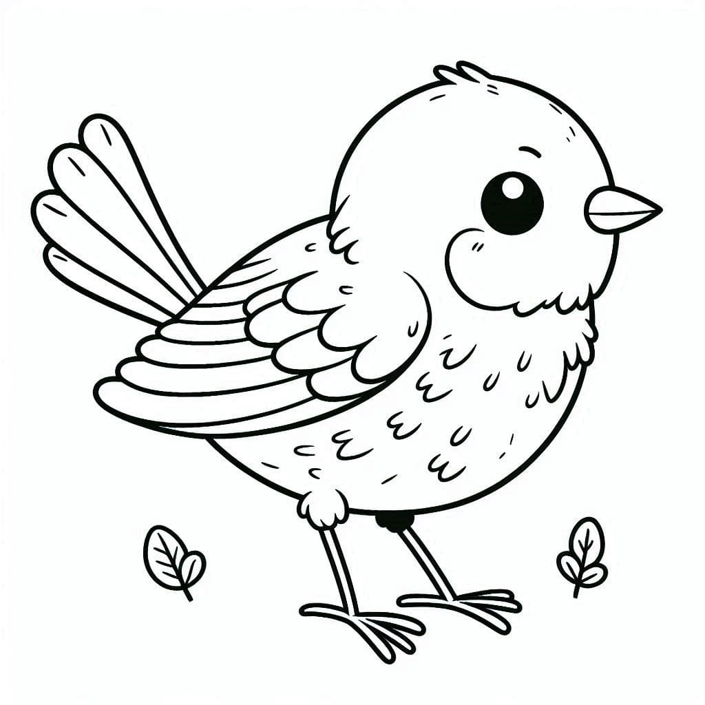 Desenho de Foto de Passarinho para Colorir e Pintar