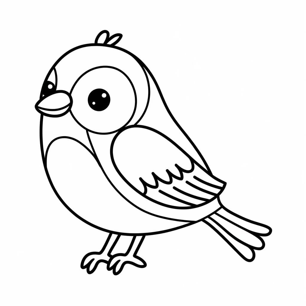 Desenho de Passarinho Alegre para Colorir e Pintar