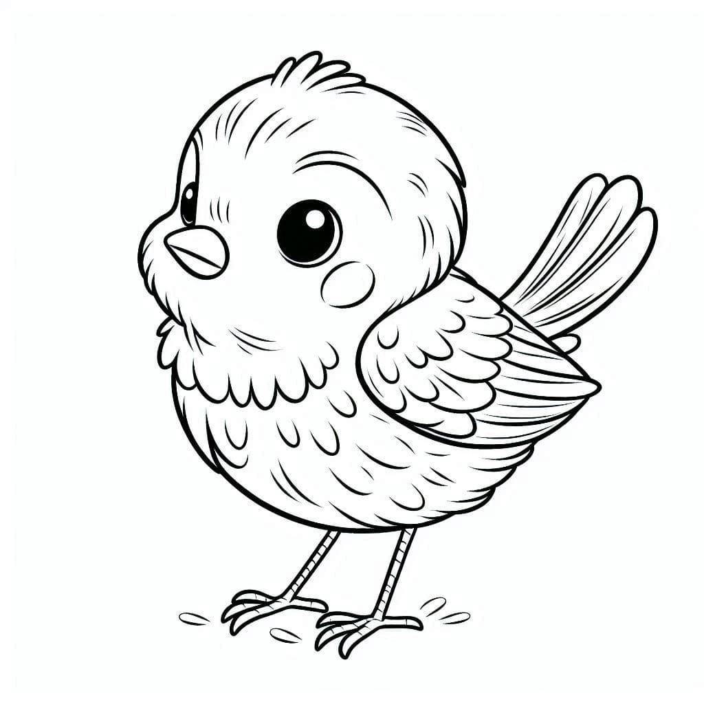 Desenho de Passarinho Curioso para Colorir e Pintar