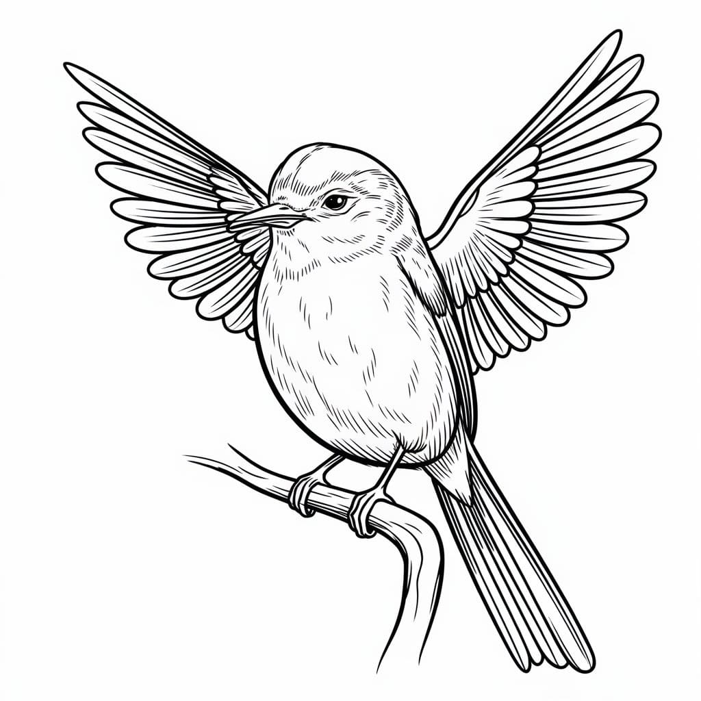 Desenho de Passarinho Decolá para Colorir e Pintar