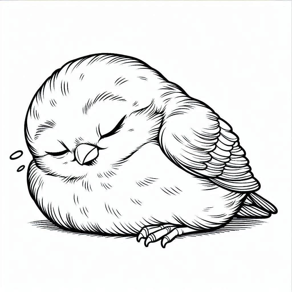 Desenho de Passarinho Dormindo para Colorir e Pintar