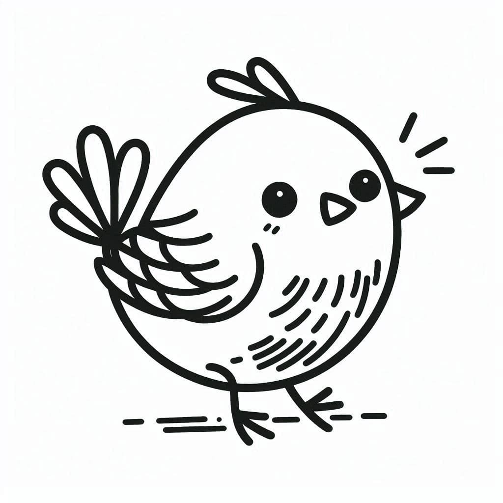 Desenho de Passarinho Fácil para Colorir e Pintar