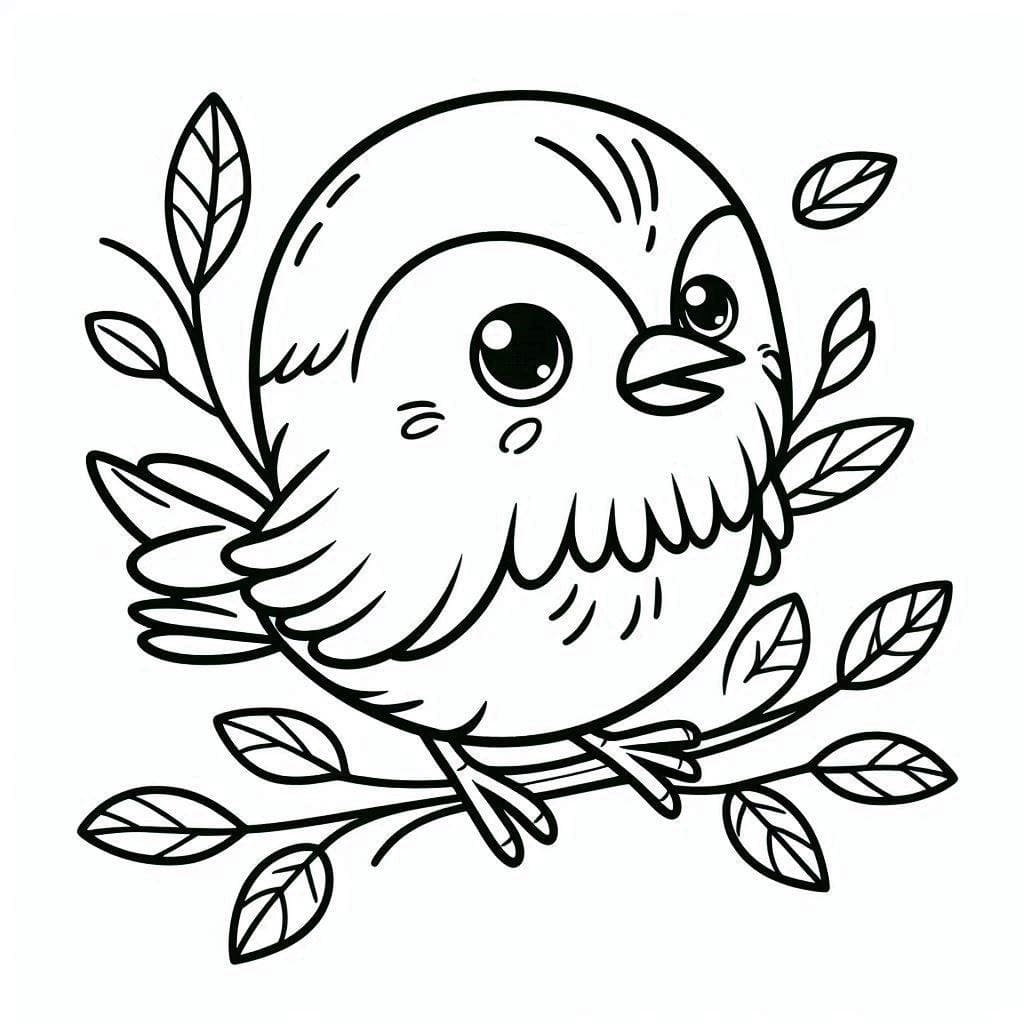 Desenho de Passarinho Imprimivel para Colorir e Pintar