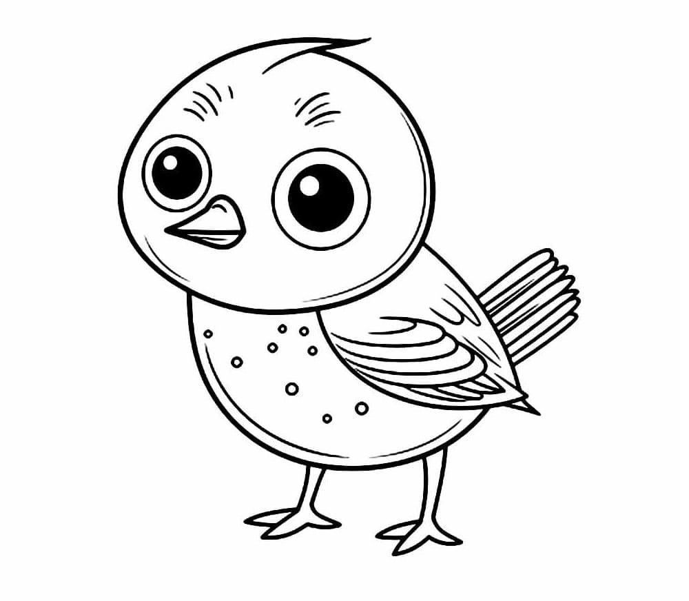 Desenho de Passarinho Muito Fofo para Colorir e Pintar