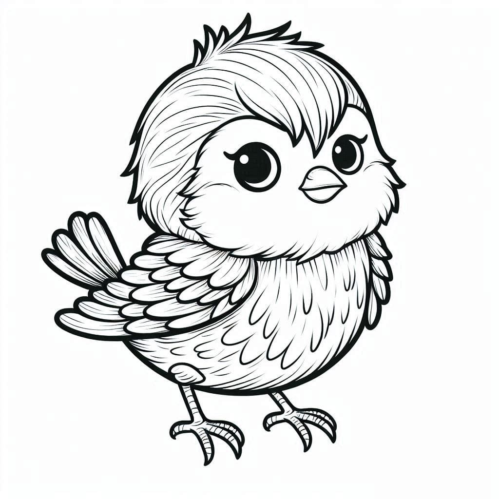 Desenho de Passarinho para Crianças para Colorir e Pintar