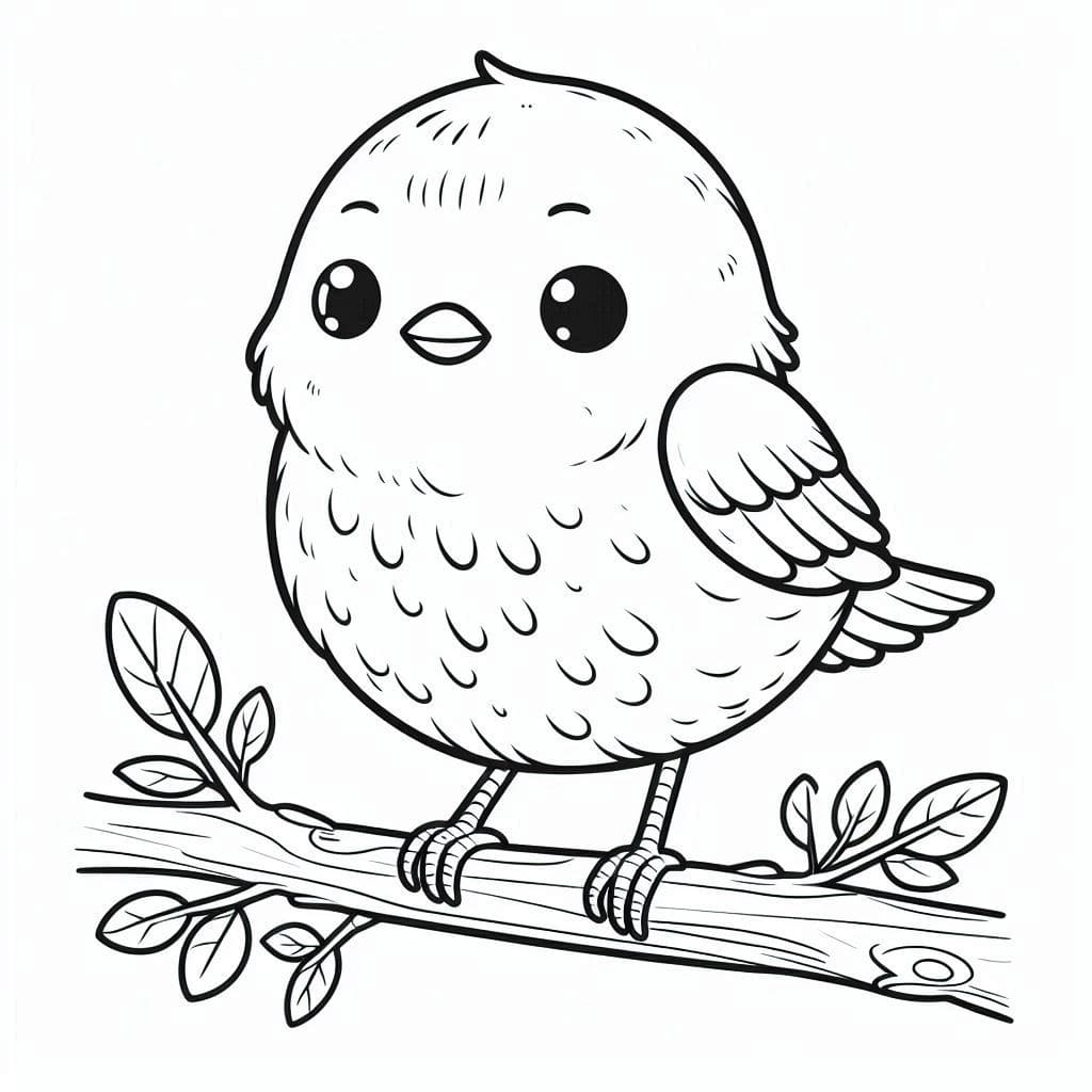 Desenho de Passarinho Simpático para Colorir e Pintar