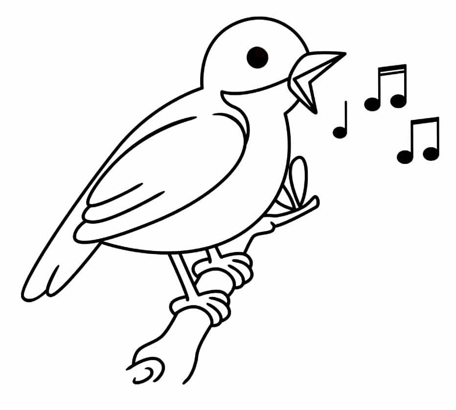 Desenho de Passarinho Simples para Colorir e Pintar
