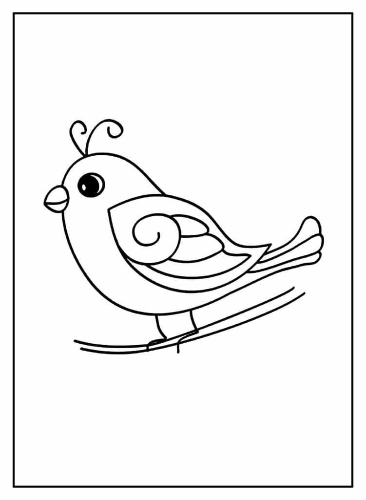 Desenho de Passarinho Sorridente para Colorir e Pintar