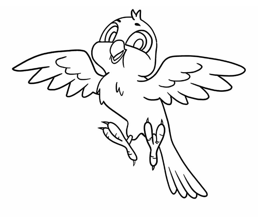Desenho de Passarinho Voador para Colorir e Pintar