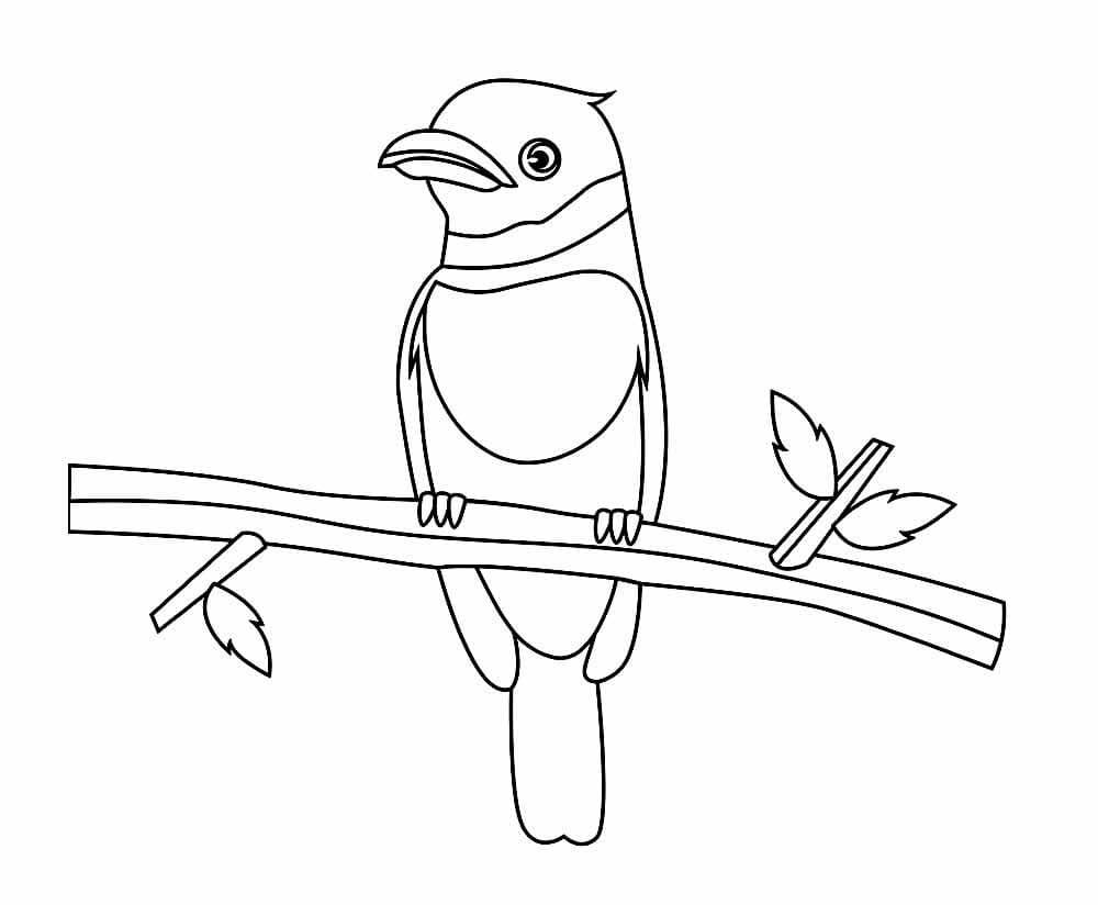 Desenho de Passarinho na Árvore para Colorir e Pintar