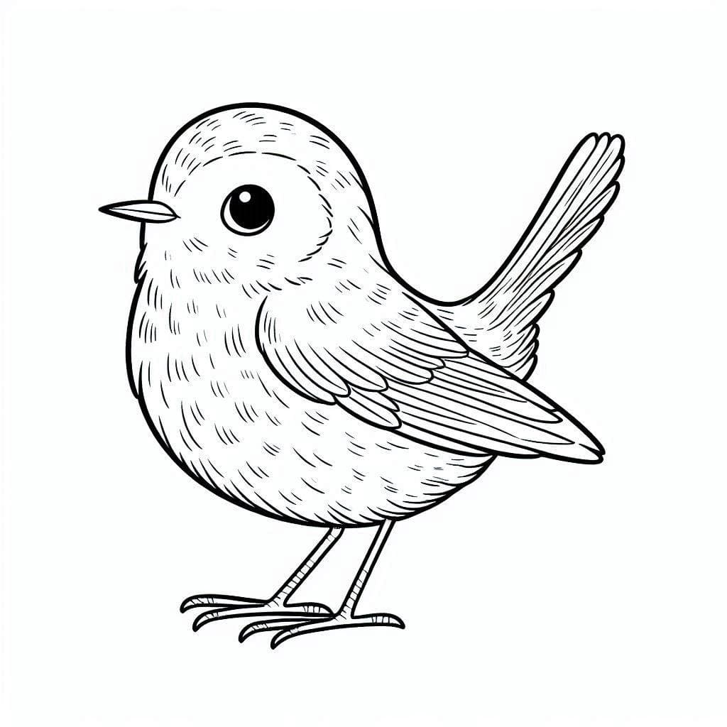 Desenho de um Lindo Passarinho para Colorir e Pintar