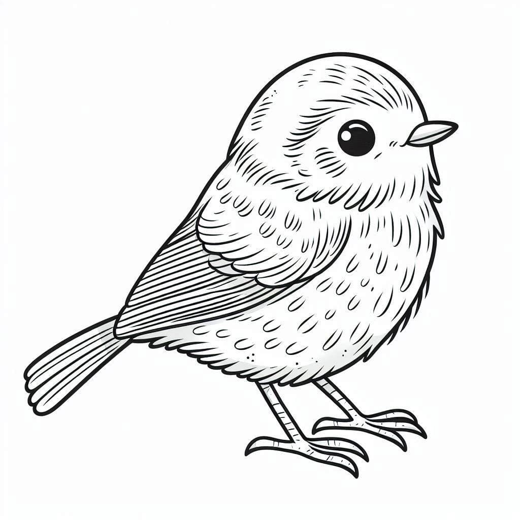 Desenho de um Passarinho Alegre para Colorir e Pintar