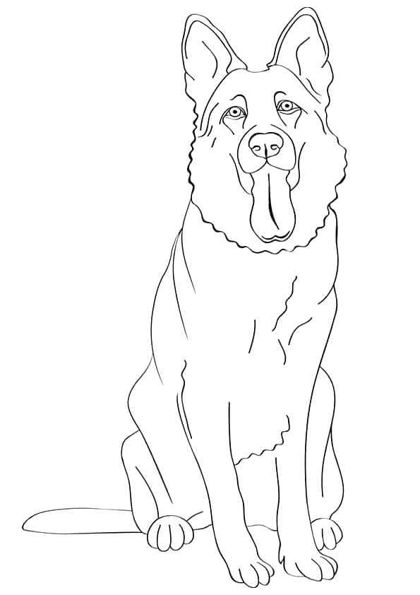 Desenho de Cachorro Pastor Alemão 3 para Colorir e Pintar