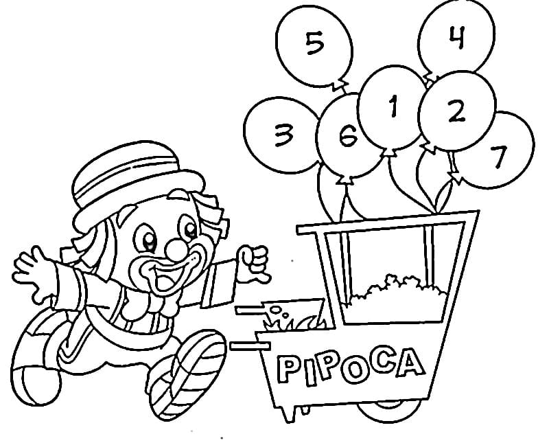 Desenho de Patati Patata e Carrinho de Pipocá para Crianças para Colorir e Pintar