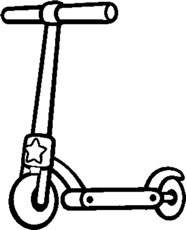 Desenho de Patinete Infantil para Colorir e Pintar