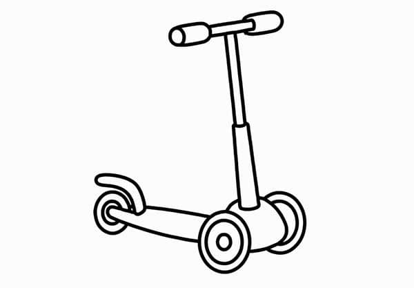 Desenho de Patinete Simples para Colorir e Pintar