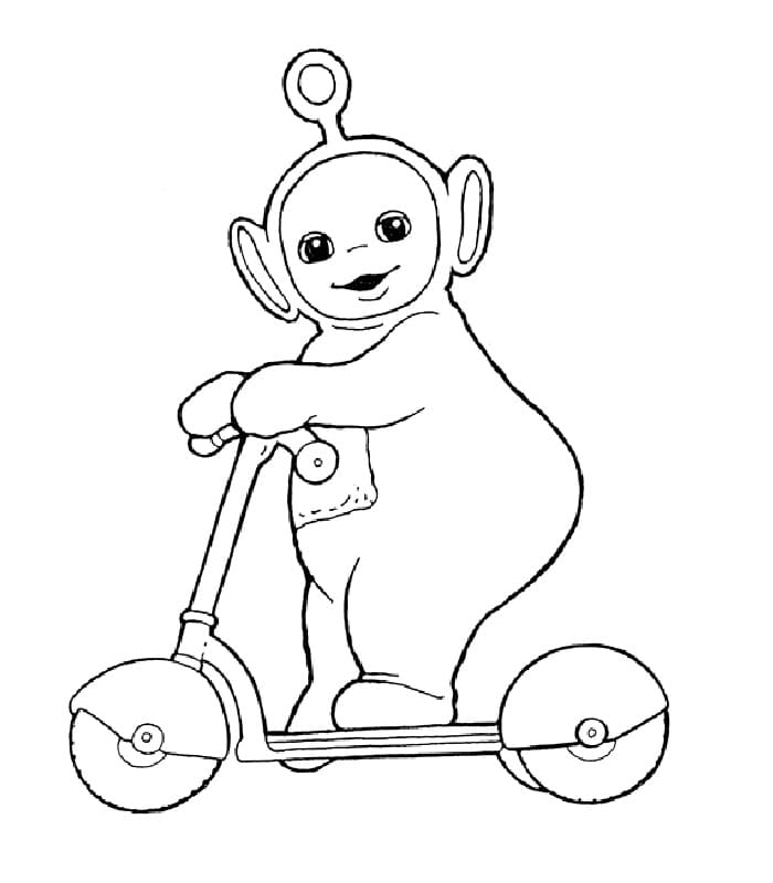 Desenho de Teletubbies no Patinete para Colorir e Pintar