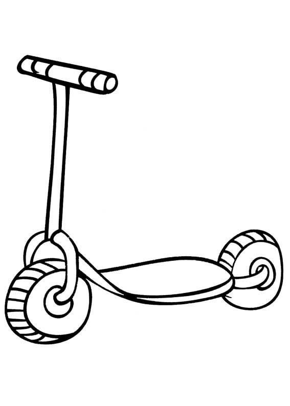 Desenho Patinete Infantil para Colorir e Pintar