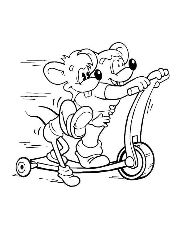 Desenho Patinete Simples para Colorir e Pintar