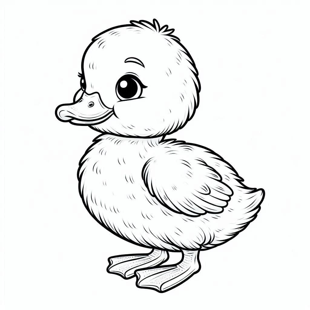 Desenhos de um Patinho Adorável para Colorir e Pintar