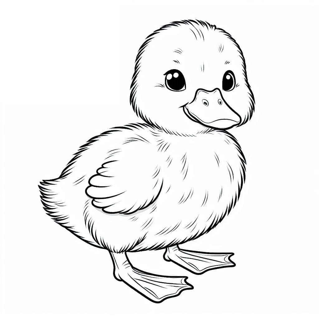 Desenhos de um Pequeno Patinho para Colorir e Pintar