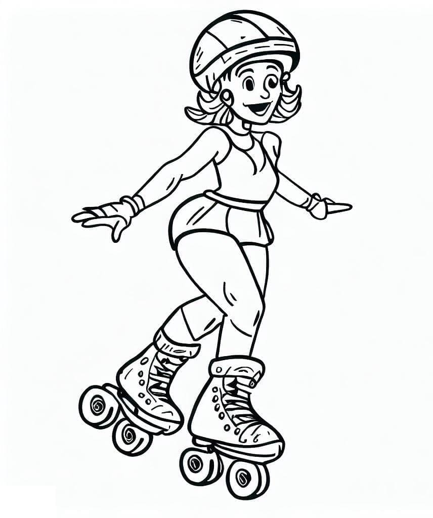 Desenho de Garota de Patins para Colorir e Pintar