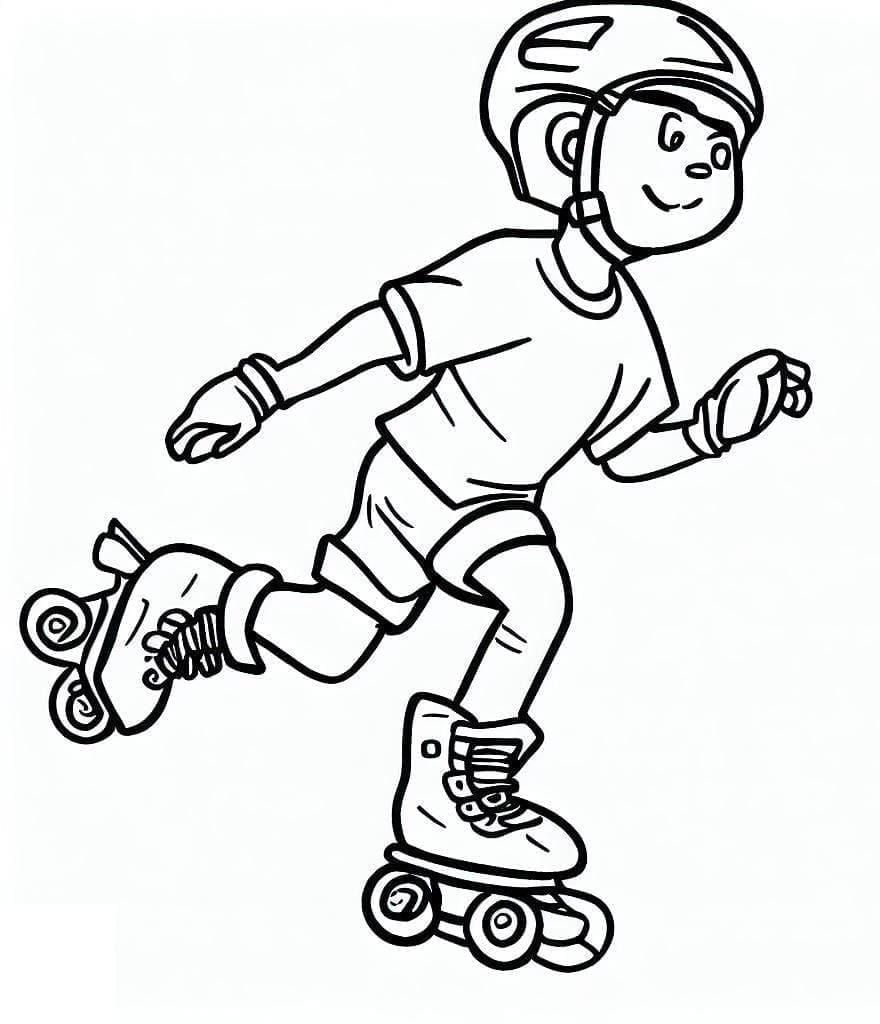 Desenho de Menino de Patins para Colorir e Pintar