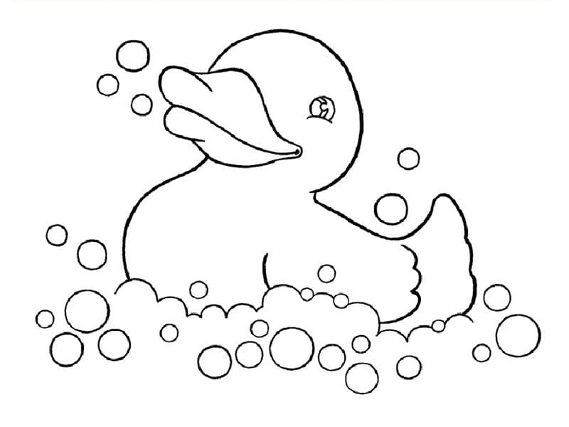 Desenho de Pato de Borracha Engraçado para Colorir e Pintar