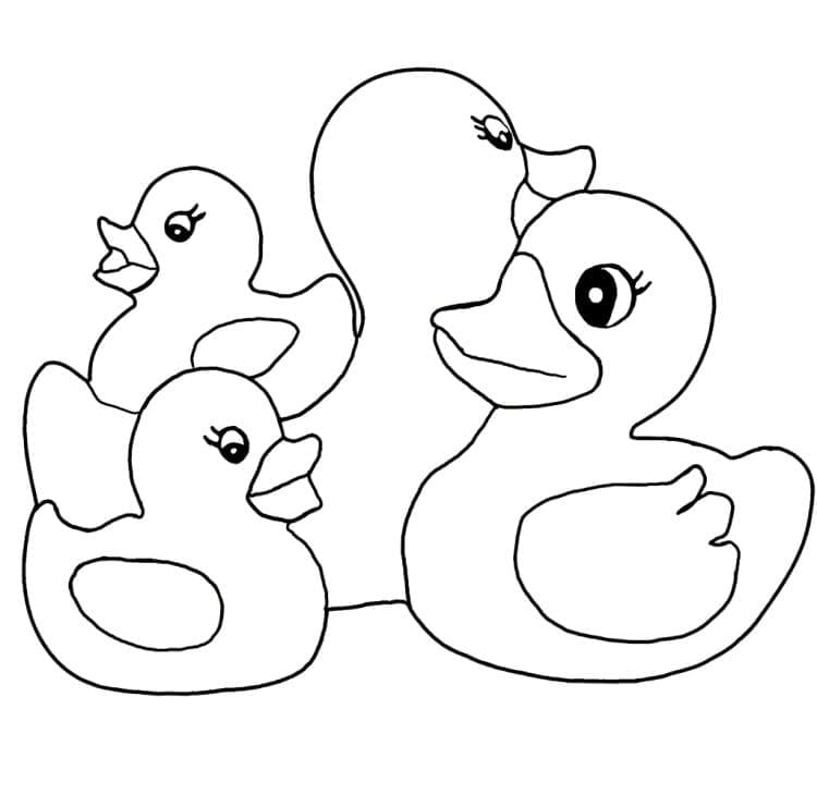 Desenho de Patos de Borracha para Colorir e Pintar