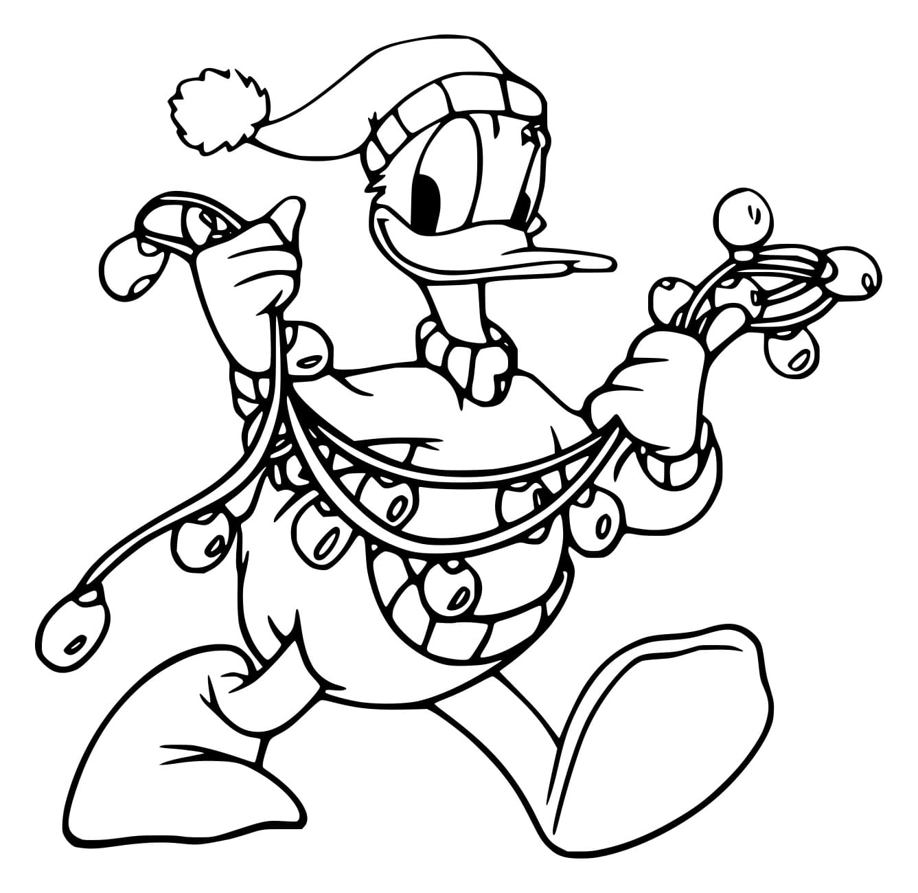 Desenho de Donald Segurá Enfeites de Natal para Colorir e Pintar