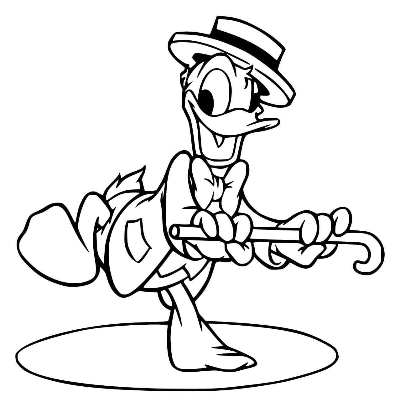 Desenho de Donald Segurá uma Bengala para Colorir e Pintar