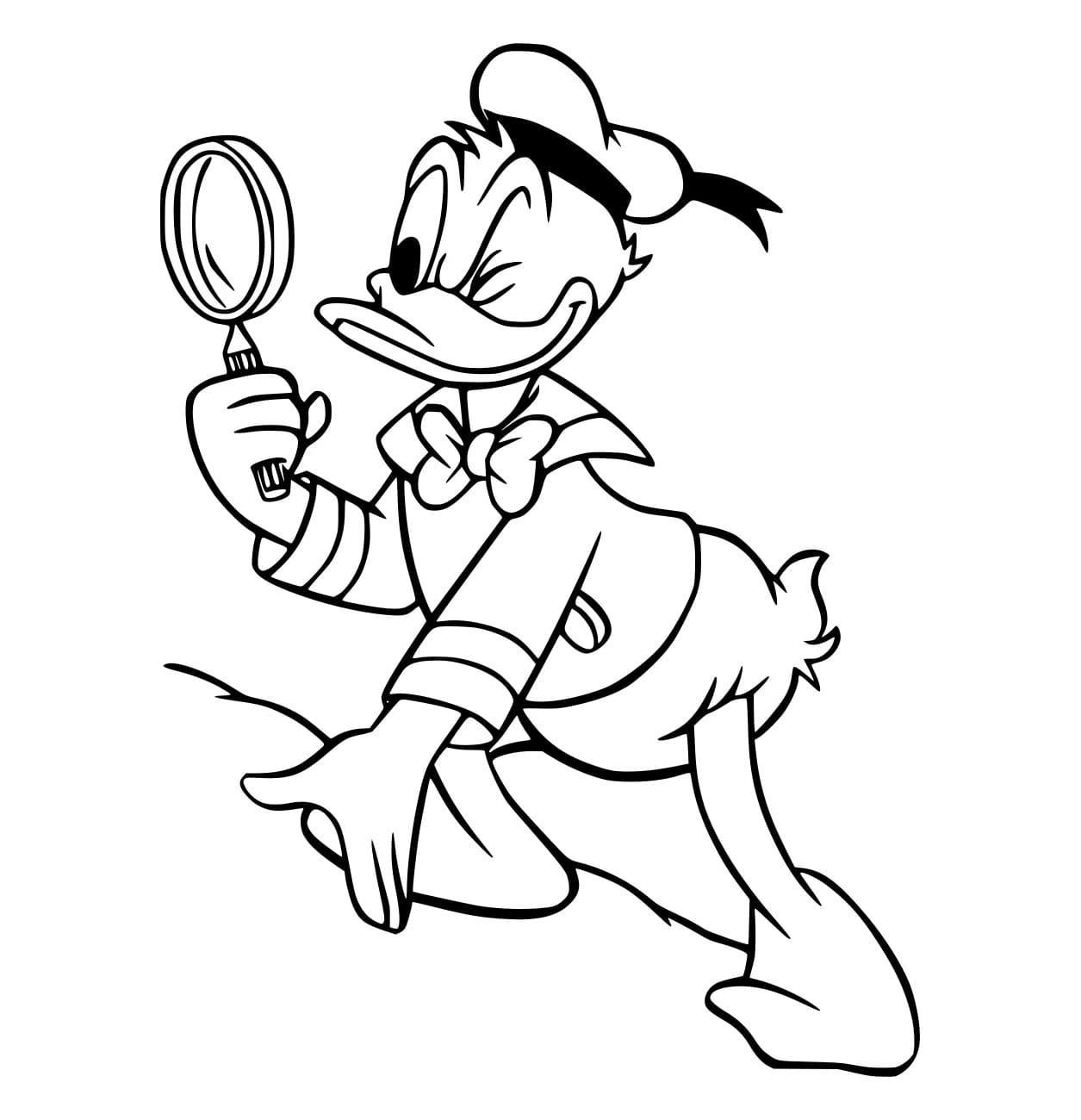 Desenho de Donald Segurá uma Lupa para Colorir e Pintar