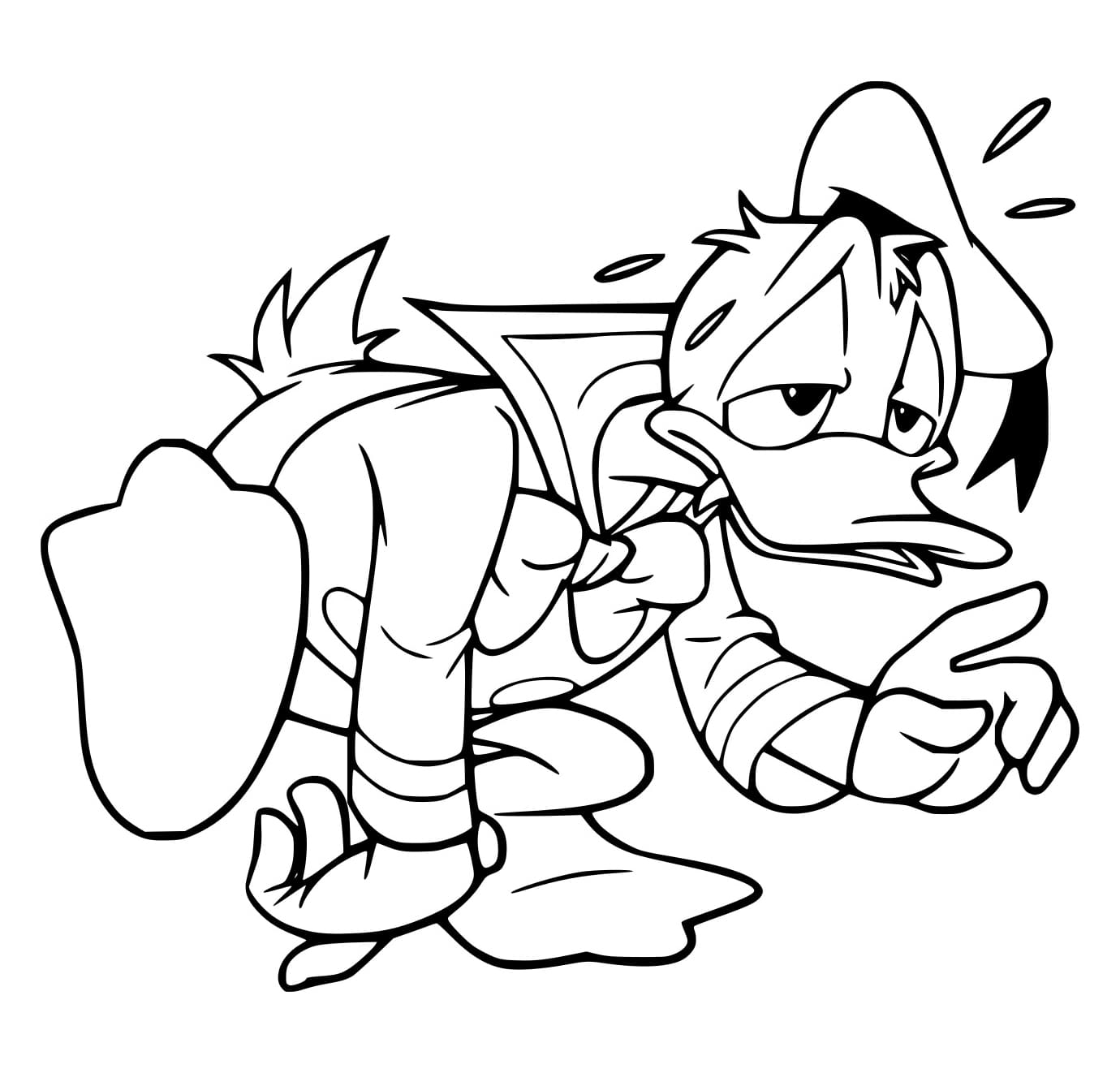 Desenho de Pato Donald Exausto para Colorir e Pintar