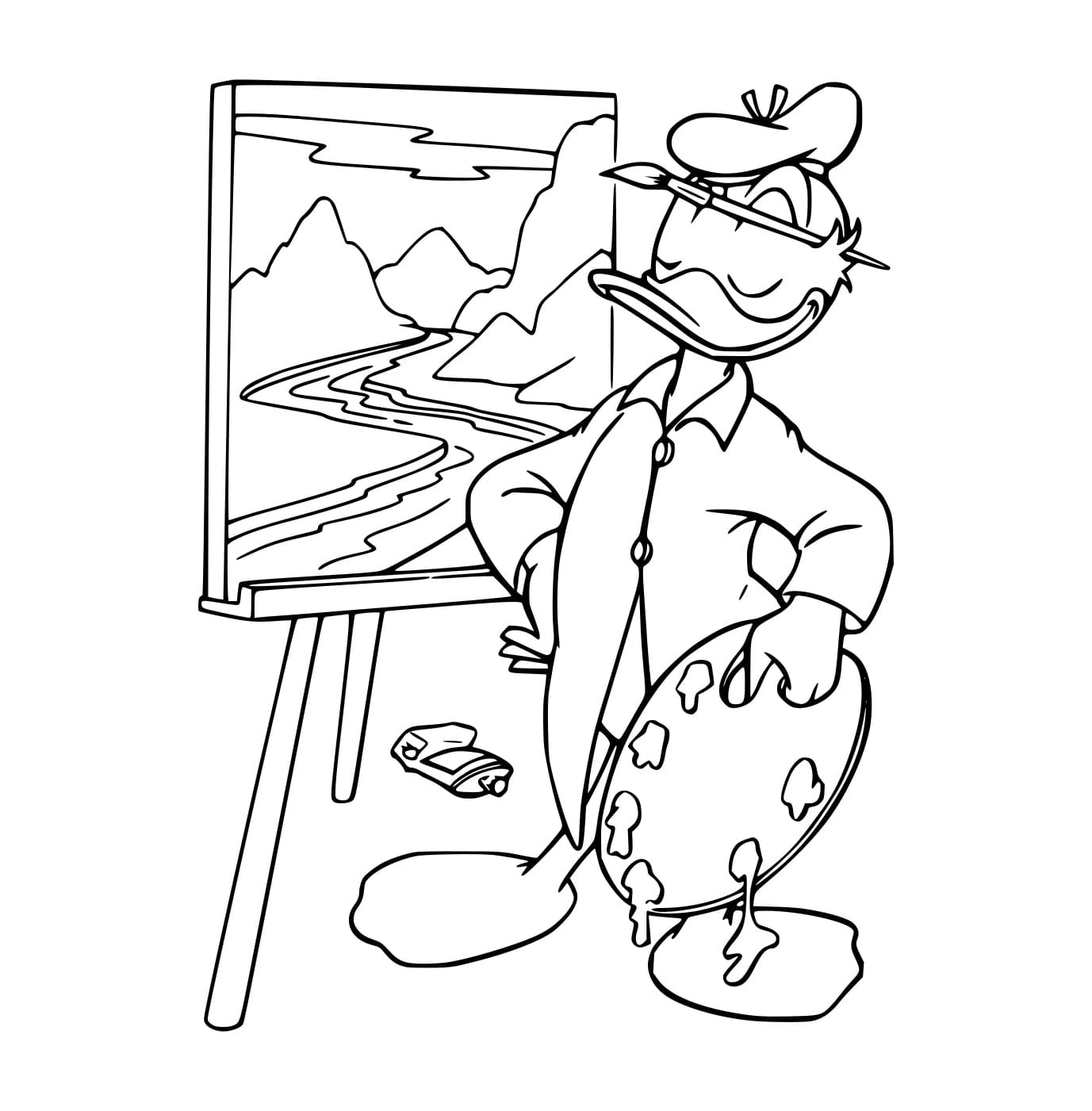 Desenho de Pintor Donald para Colorir e Pintar