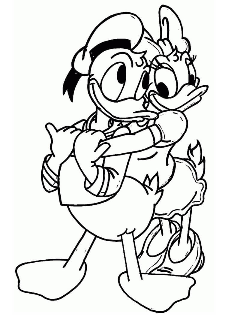 Desenho Donald e Daisy para Colorir e Pintar
