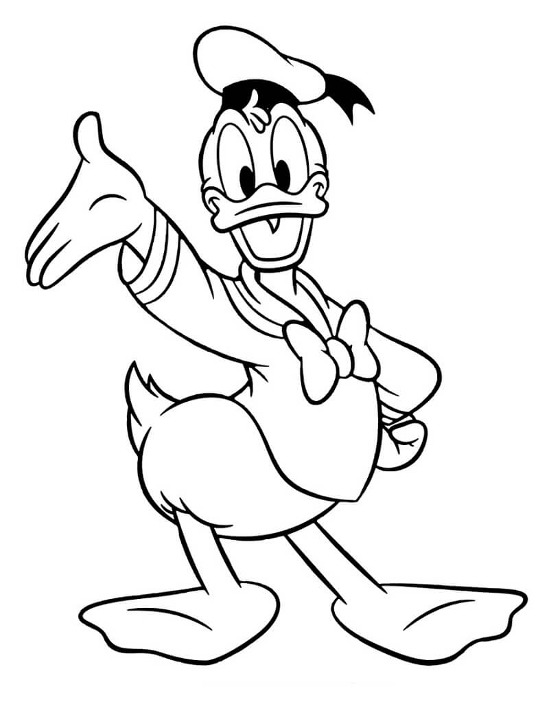 Desenho Pato Donald Sorridente para Colorir e Pintar