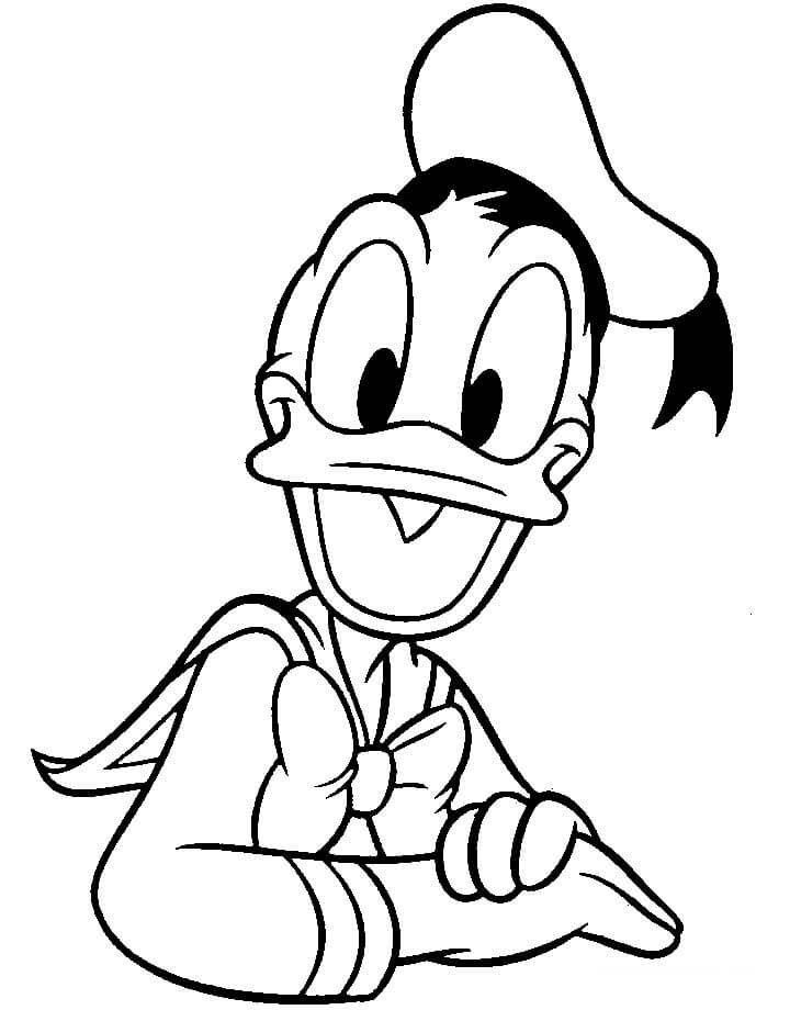 Desenho Pato Donald Sorrindo para Colorir e Pintar