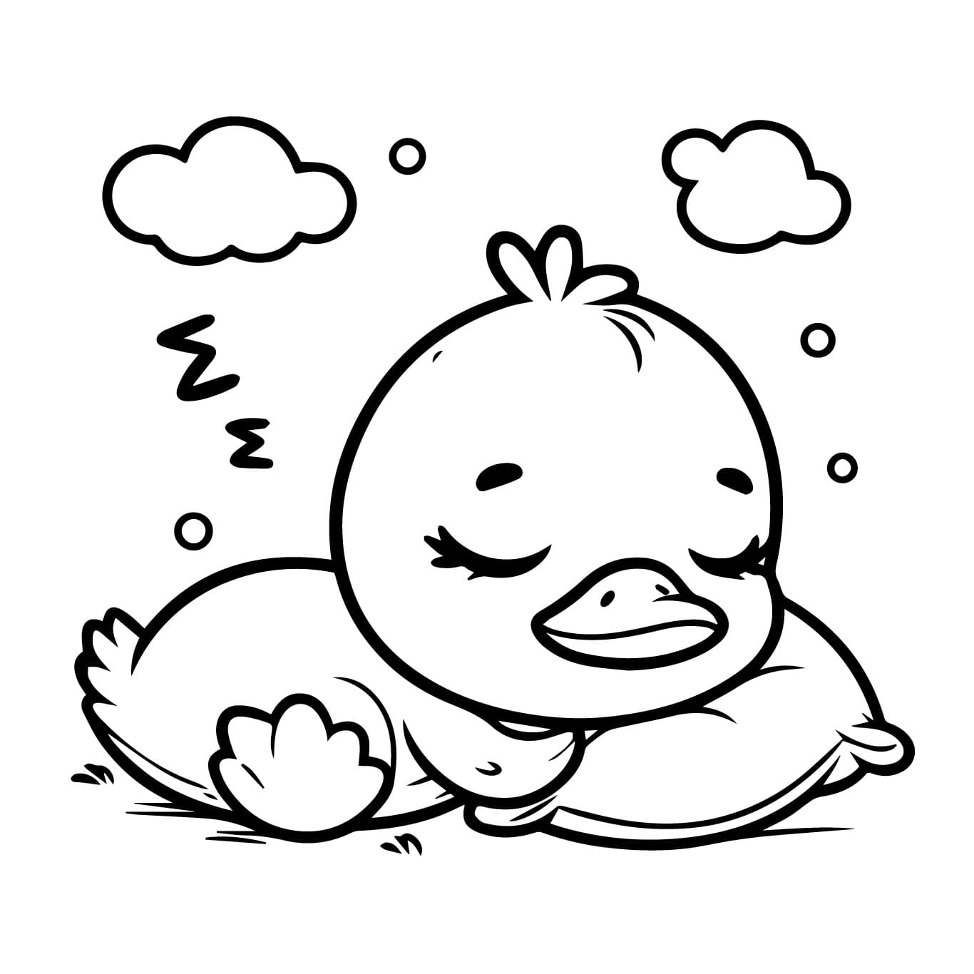 Desenho de Pato Dormindo para Colorir e Pintar