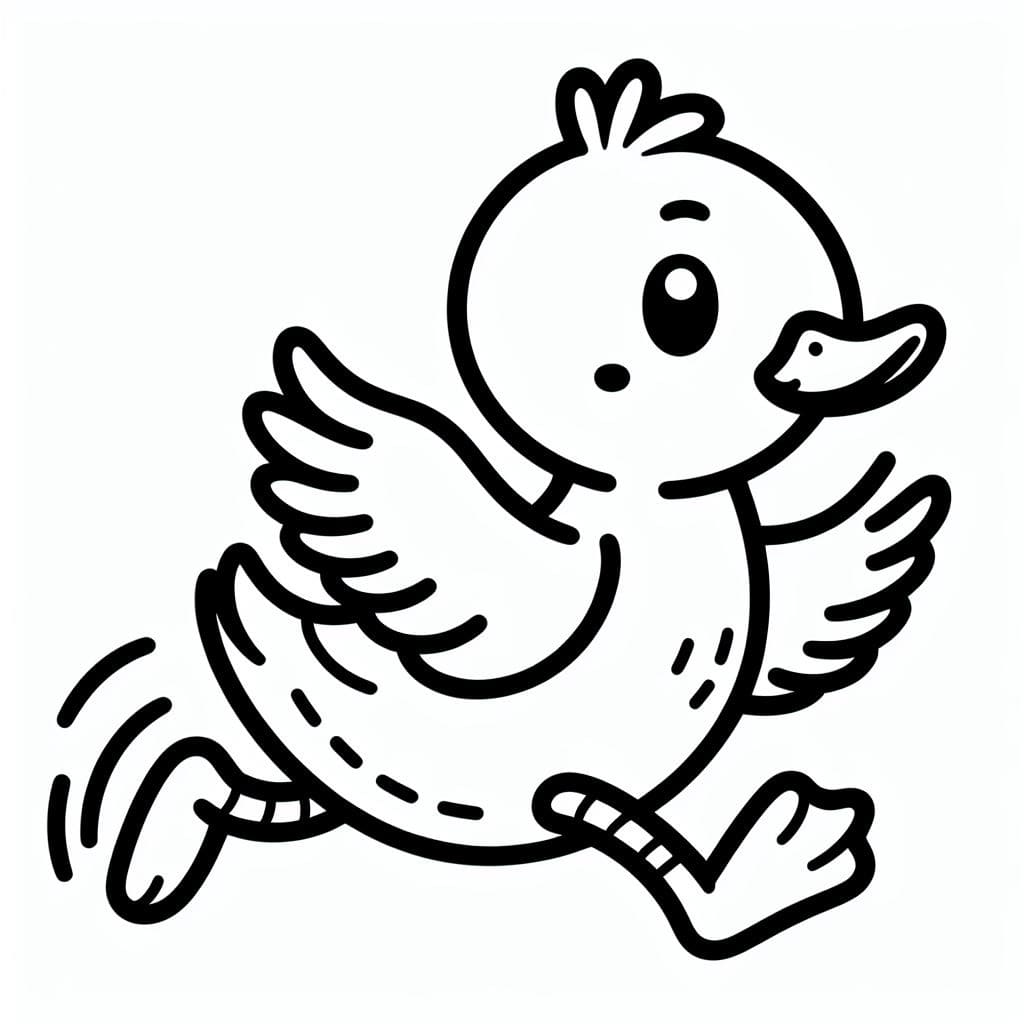 Desenho de Pato Está Correndo para Colorir e Pintar