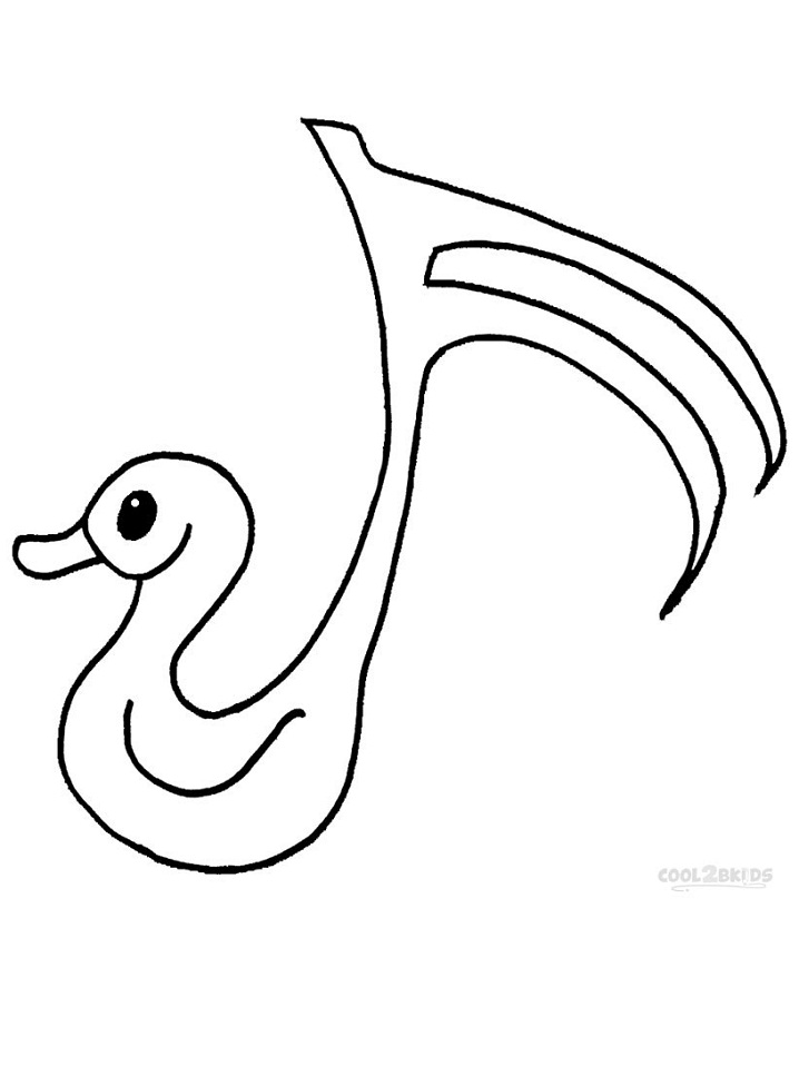 Desenho de Notá Musical em Formá de Pato para Colorir e Pintar