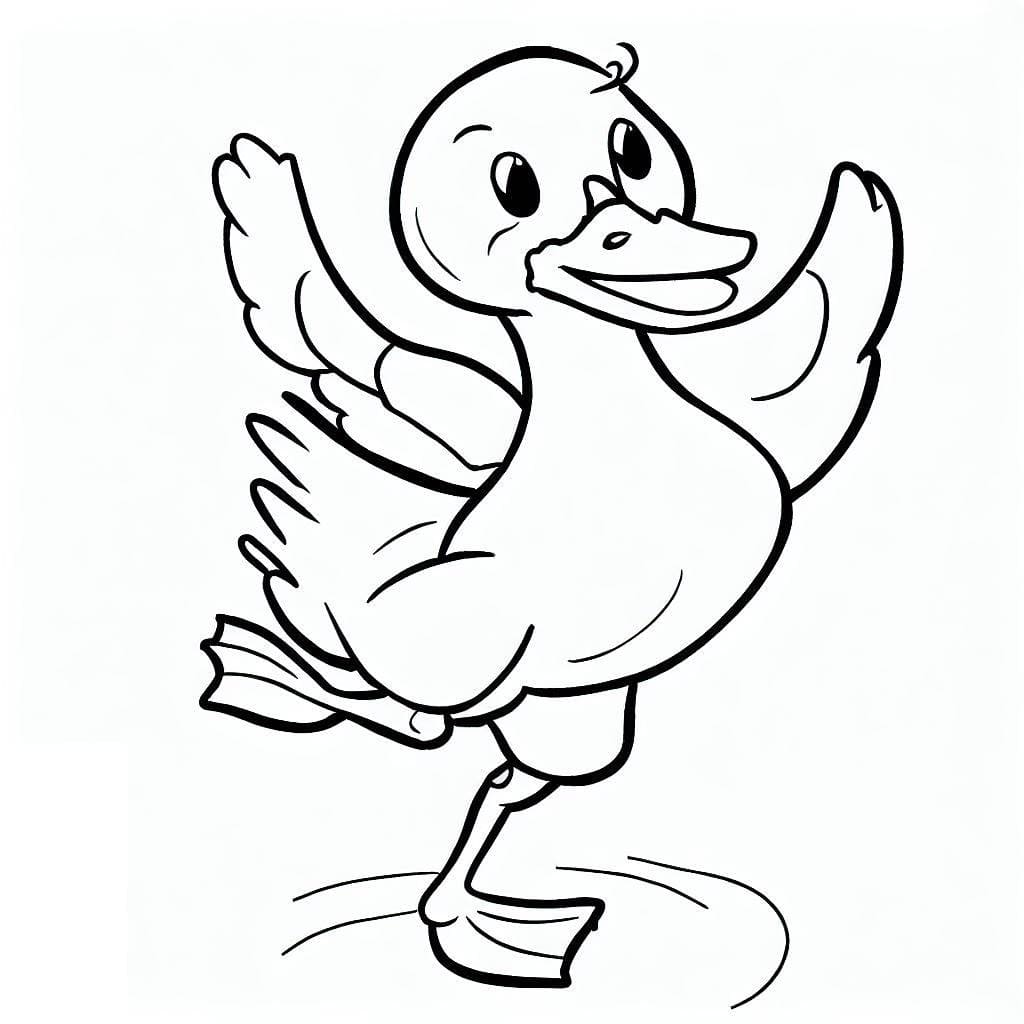 Desenho de Pato Dancante para Colorir e Pintar