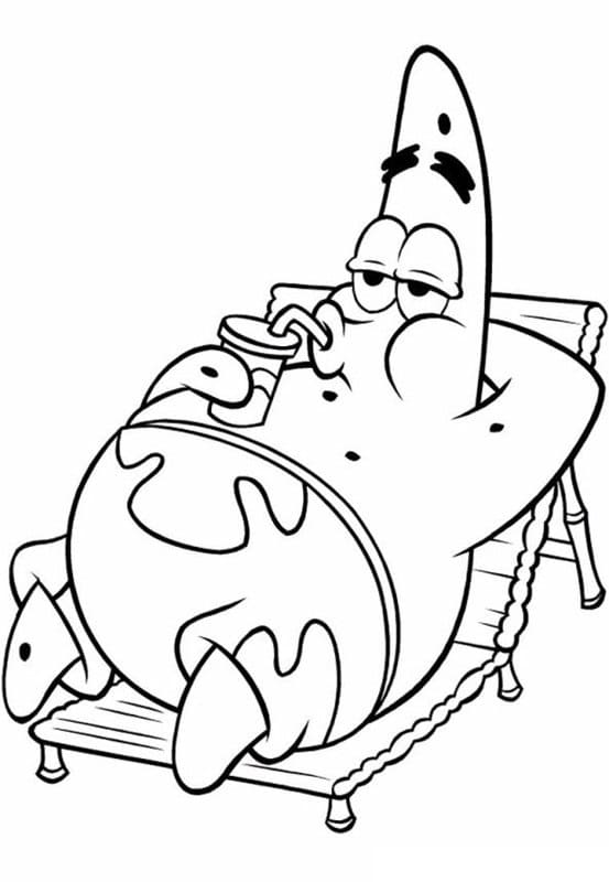 Desenho Patrick Estrela Relaxando para Colorir e Pintar