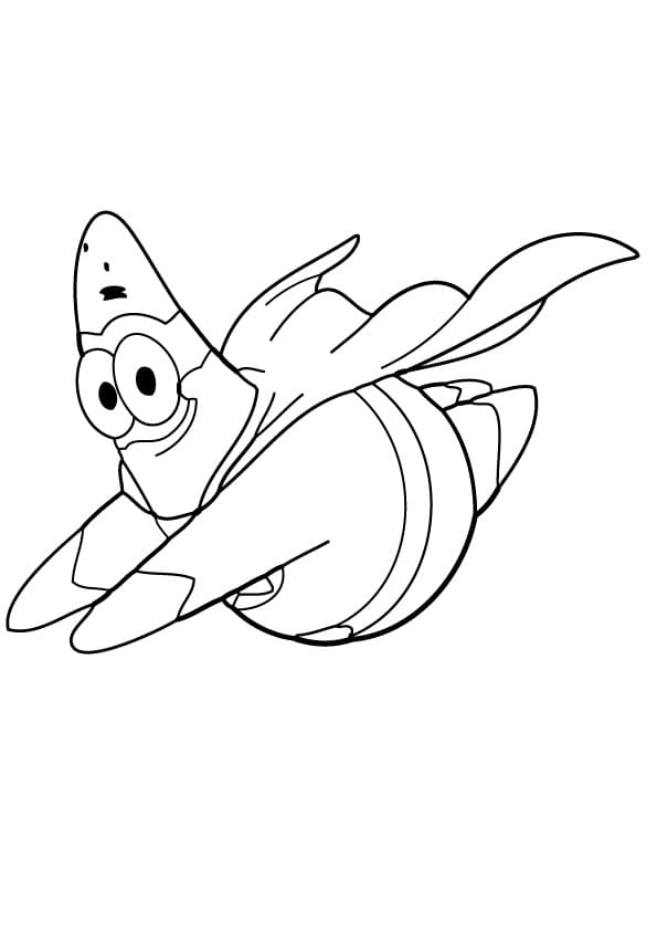 Desenho Patrick Estrela Voando para Colorir e Pintar