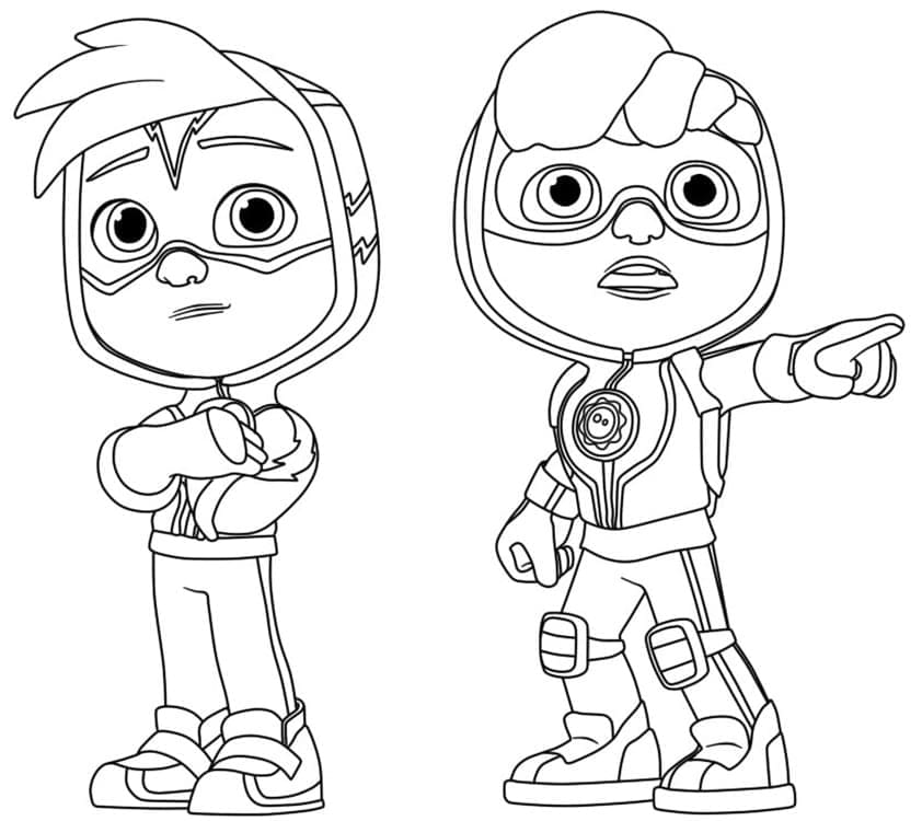 Desenho de Watts e Clay de Patrulheiros em Ação para Colorir e Pintar