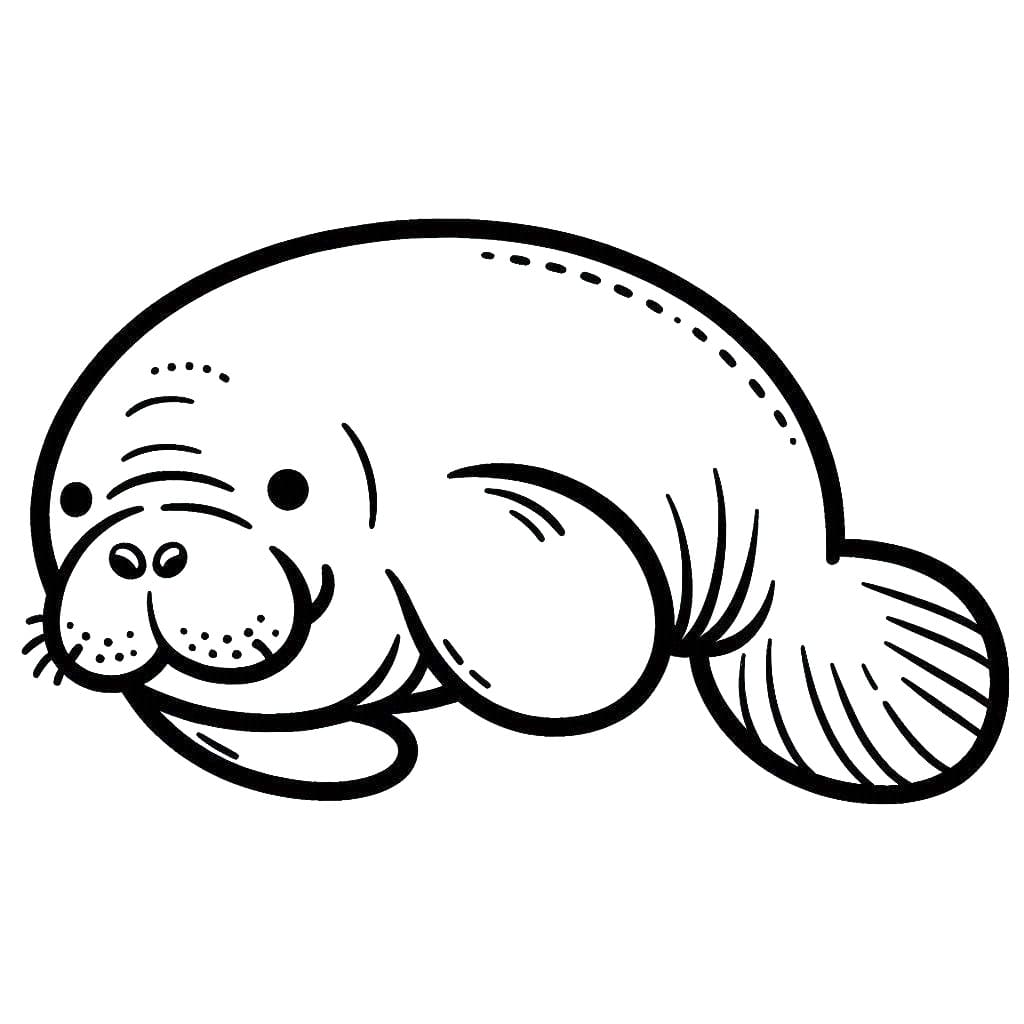 Desenho de Peixe Boi para Crianças de 4 Anos para Colorir e Pintar