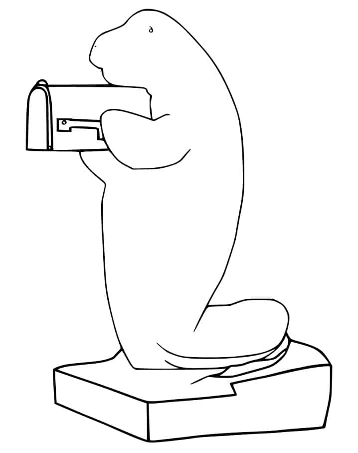 Desenho de Peixe Boi para Crianças para Colorir e Pintar