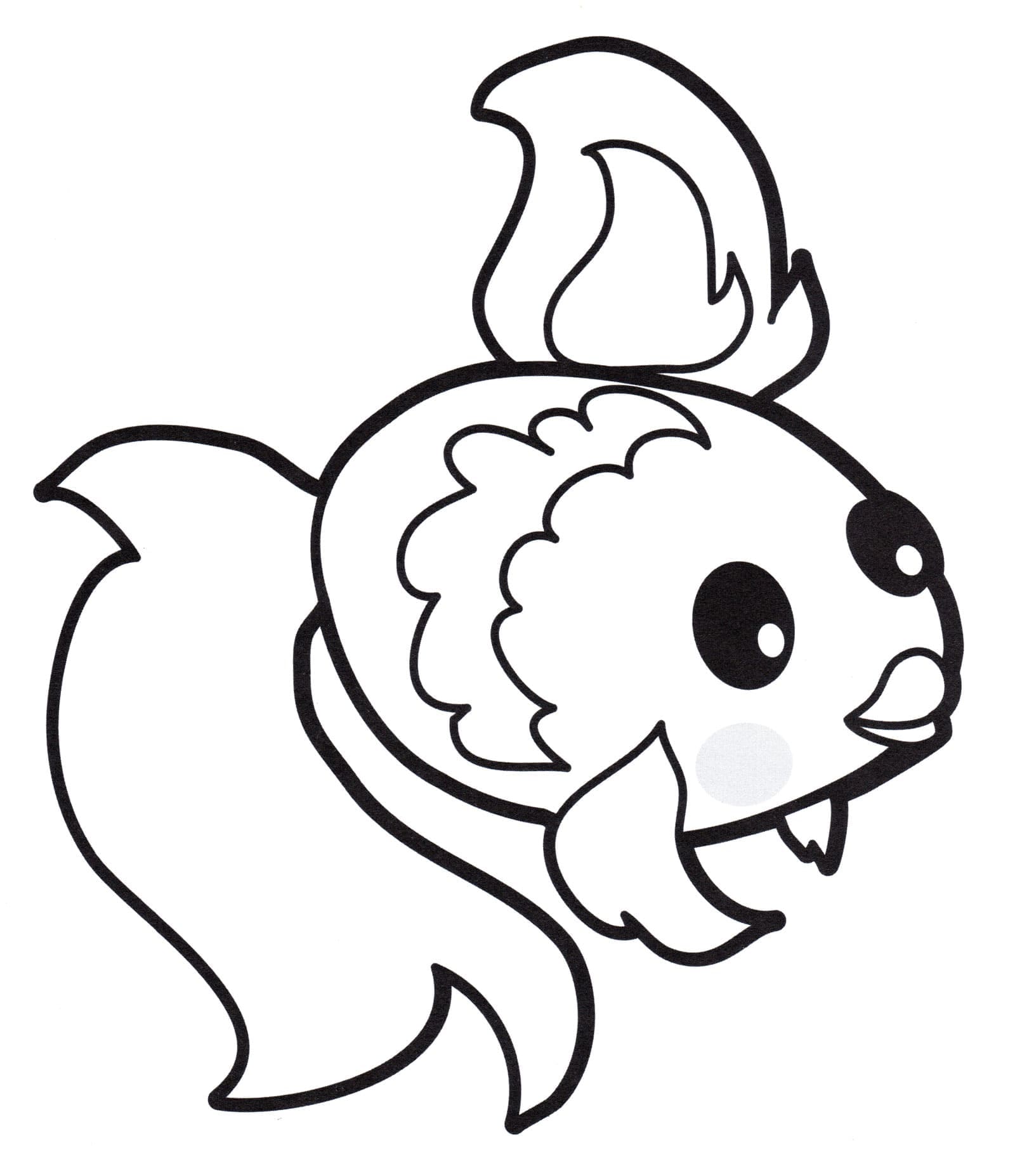 Desenho de Lindo Peixinho Dourado para Colorir e Pintar