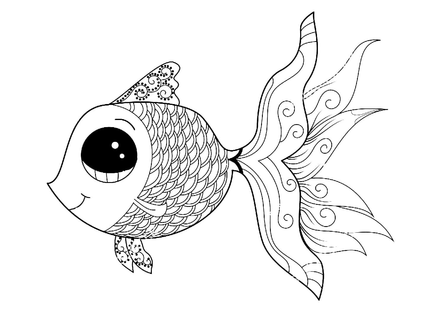 Desenho de Peixe Dourado 1 para Colorir e Pintar