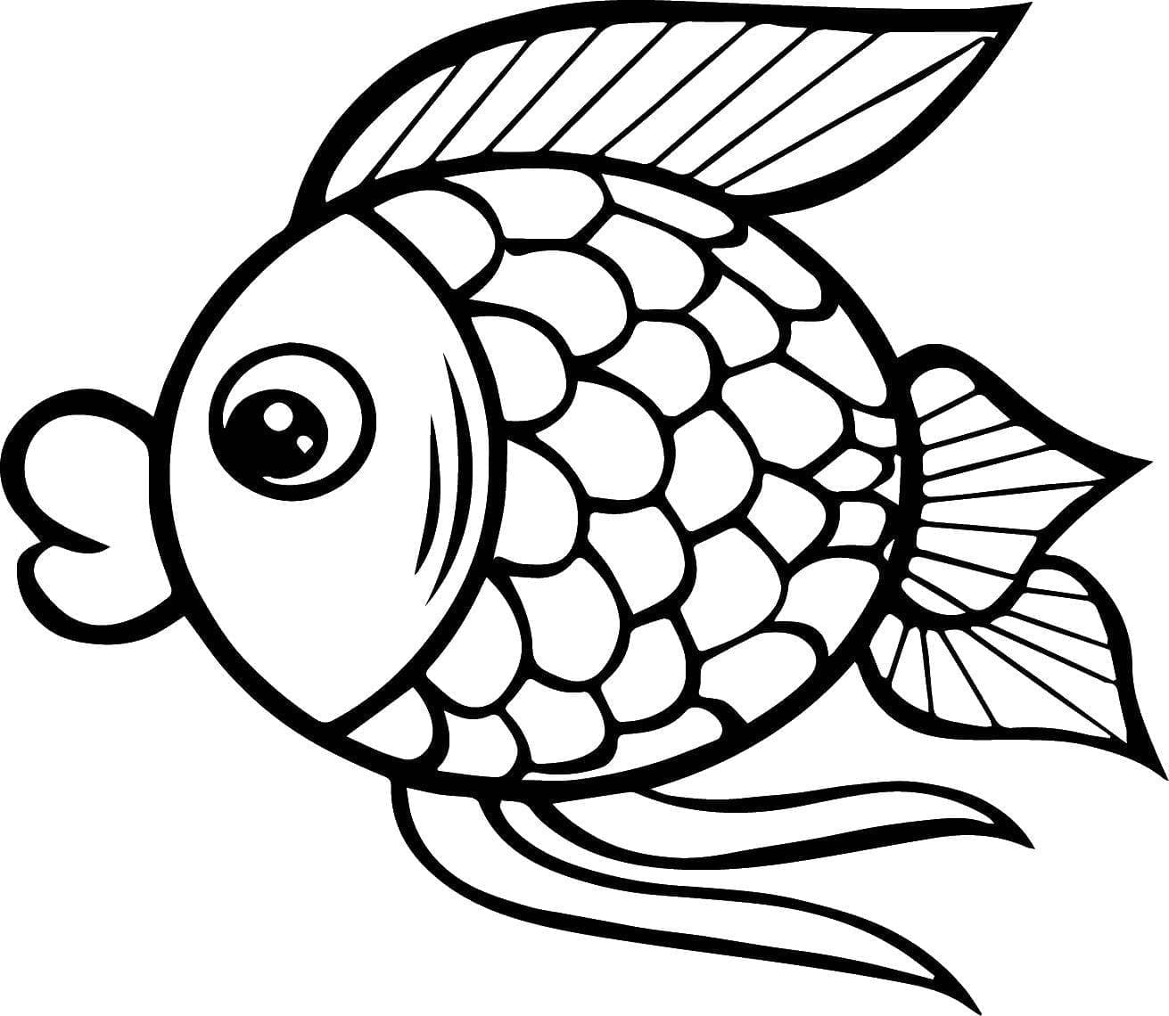 Desenho de Peixe Dourado 2 para Colorir e Pintar